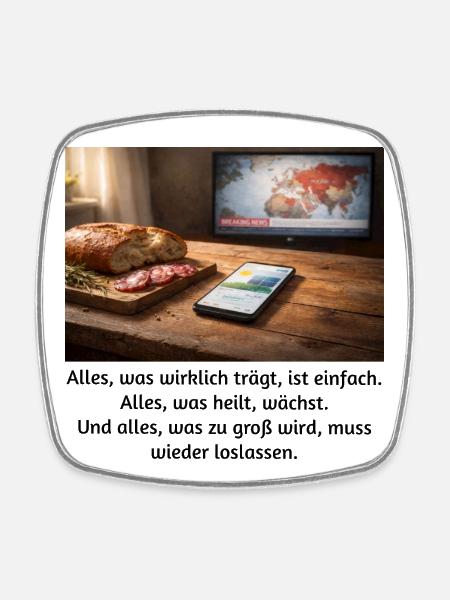 Alles, was wirklich trägt, ist einfach.  - Viereckiger Kühlschrankmagnet - Weiß