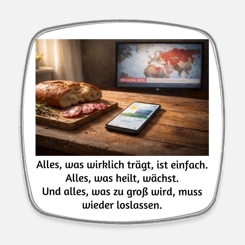 Alles, was wirklich trägt, ist einfach.  - Viereckiger Kühlschrankmagnet - Weiß