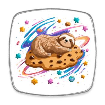 Paresseux de l’espace sur Cookie - Magnet carré - blanc - Devant