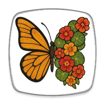 Butterfly Bloom Split - Square fridge magnet - white - Front