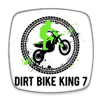 Dirt Bike King 7th Birthday - Square fridge magnet - white - Front
