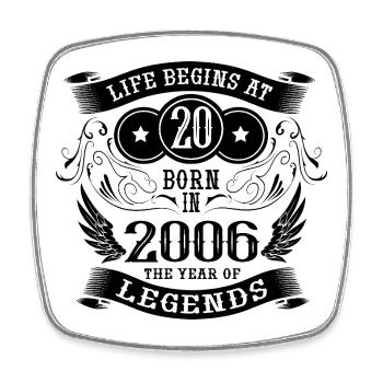 20th Birthday Vintage 2006 Angel Legends Life - Square fridge magnet - white - Front