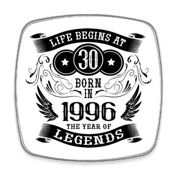 30th Birthday Life Angel Vintage 1996 Legends - Square fridge magnet - white - Front