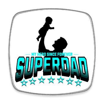 Superdad hero father since always - Square fridge magnet - white - Front