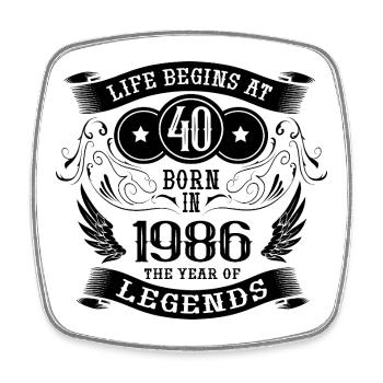 40e anniversaire La vie commence Vintage 1986 Angel - Magnet carré - blanc - Devant