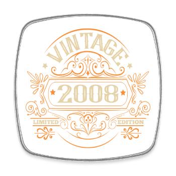 18 Geburtstag Vintage 2008  - Viereckiger Kühlschrankmagnet - Weiß - Vorne