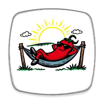Chilling Chili Lustiges Wortspiel Chillen Chilli - Viereckiger Kühlschrankmagnet - Weiß - Vorne