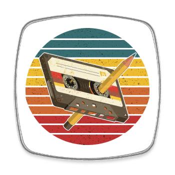 Vintage-Kassetten-Retro 90er, 80er, 70er, 60er, Musik - Viereckiger Kühlschrankmagnet - Weiß - Vorne