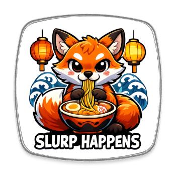 Le slurp de renard de ramen arrive - Magnet carré - blanc - Devant