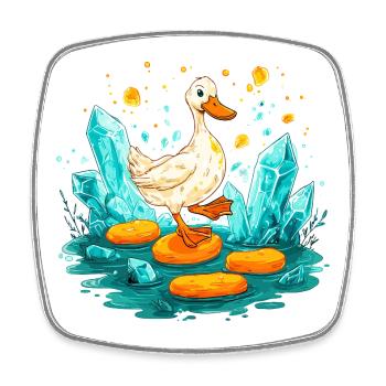 Treasure Duck in the Crystal Realm - Square fridge magnet - white - Front