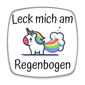 Lèche-moi à la phrase de licorne arc-en-ciel - Magnet carré - blanc - Devant