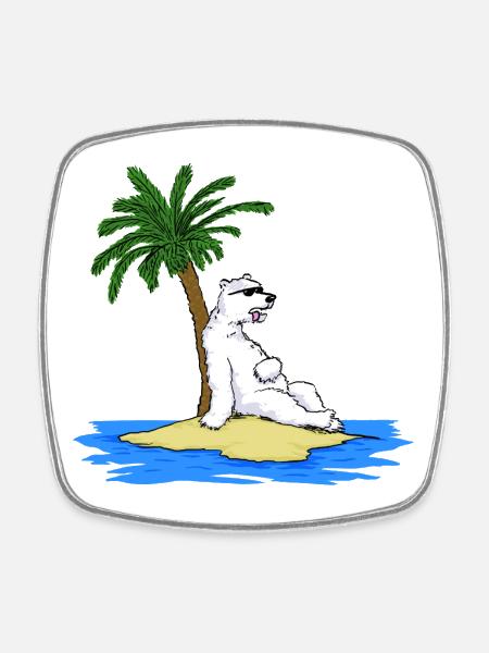 Hot Polar Bear - Square fridge magnet - white