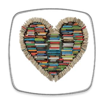 Love Books – A Heart of Stories - Square fridge magnet - white - Front