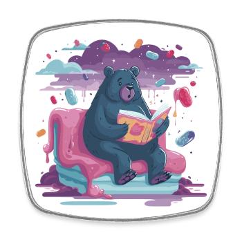 Ours Lecteur dans Candy Dream - Magnet carré - blanc - Devant