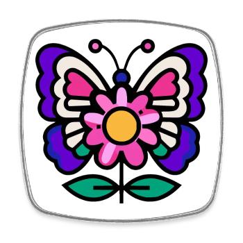 Papillon sur fleur - Magnet carré - blanc - Devant