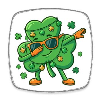 Dabbing Shamrock Funny St. Patrick's Day Shamro - Square fridge magnet - white - Front