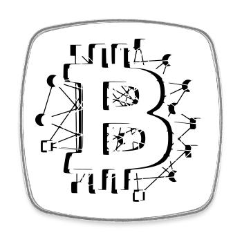 Crypto technologique de circuit de circuit Bitcoin - Magnet carré - blanc - Devant