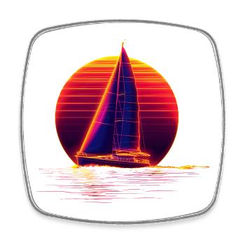 Retro Segeln - Viereckiger Kühlschrankmagnet - Weiß - Vorne