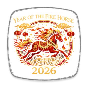 Fire Horse 2026 T-Shirt | Chinese New Year Ste - Square fridge magnet - white - Front