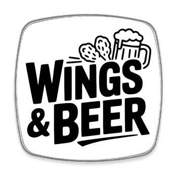 Wings and Beer - Viereckiger Kühlschrankmagnet - Weiß - Vorne