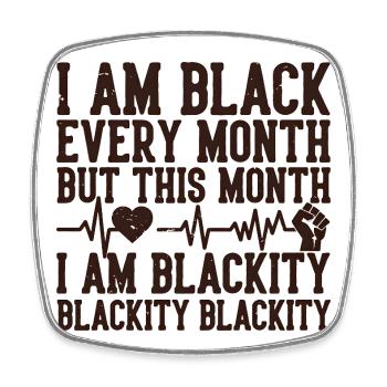 Blackity Black Month Heartbeat Fist - Square fridge magnet - white - Front