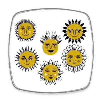 Sonnen Gesichter Kaleidoskop - Viereckiger Kühlschrankmagnet - Weiß - Vorne