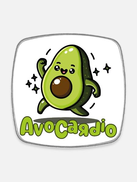AvoCadío Avocado Cartoon - Square fridge magnet - white