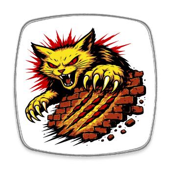 Angry Cat Claw Smash Power Illustration - Square fridge magnet - white - Front