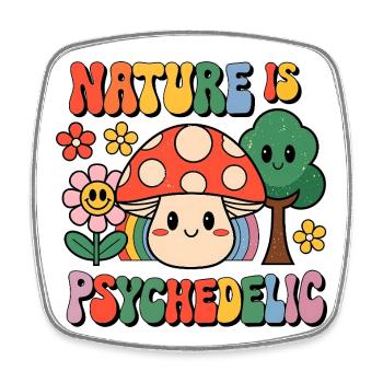 Die Natur ist psychedelischer Retro-Pilz - Viereckiger Kühlschrankmagnet - Weiß - Vorne