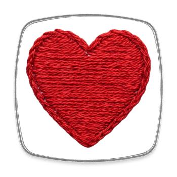 Heart in embroidered look (printed) - Square fridge magnet - white - Front