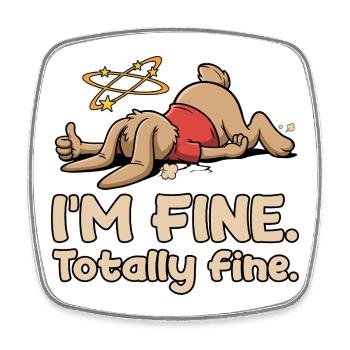 Exhausted rabbit with sarcastic saying - Square fridge magnet - white - Front