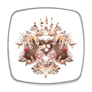 Sepia Rahmen mit Hasen und Osternest - Viereckiger Kühlschrankmagnet - Weiß - Vorne