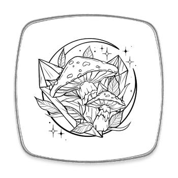 Witchy Toadstool with Magic Crystal - Square fridge magnet - white - Front