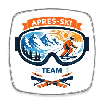 Apres Ski Team Comic Design - Viereckiger Kühlschrankmagnet - Weiß - Vorne