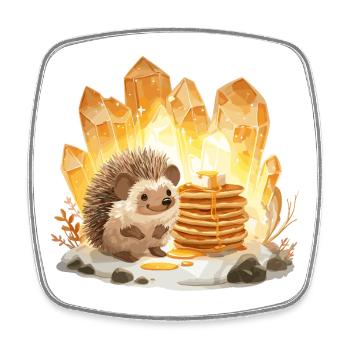 Hérisson & Cristaux Pancake - Magnet carré - blanc - Devant