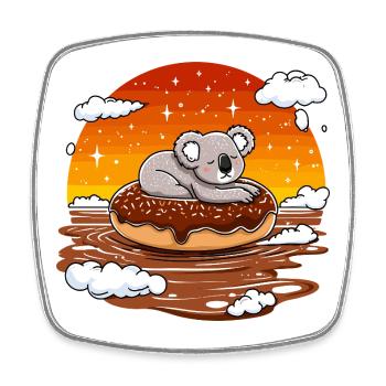 Koala auf Donut im Abendrot - Viereckiger Kühlschrankmagnet - Weiß - Vorne