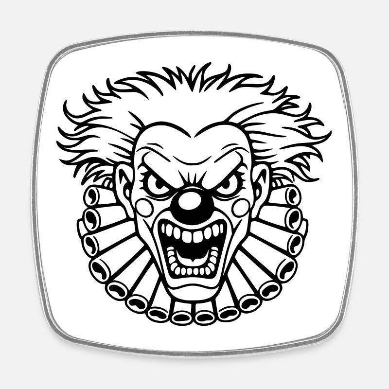 clown méchant  - Magnet carré - blanc