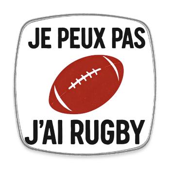 Je peux pas j'ai Rugby - Magnet carré - blanc - Devant
