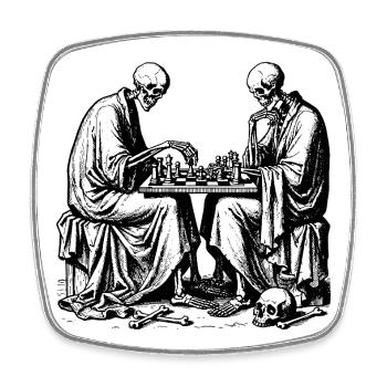 Skelette spielen Schach - Viereckiger Kühlschrankmagnet - Weiß - Vorne