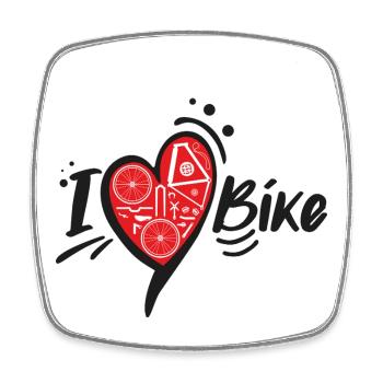 Heart Bike & Pedals - Square fridge magnet - white - Front