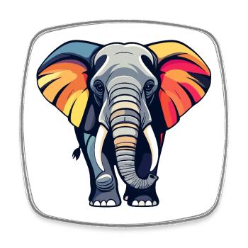 Colorful elephant with colorful ears - Square fridge magnet - white - Front