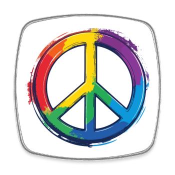Rainbow Peace Sign Peace Peace Symbol Icon - Square fridge magnet - white - Front