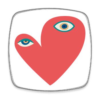 Surreales Herz mit Augen - Viereckiger Kühlschrankmagnet - Weiß - Vorne