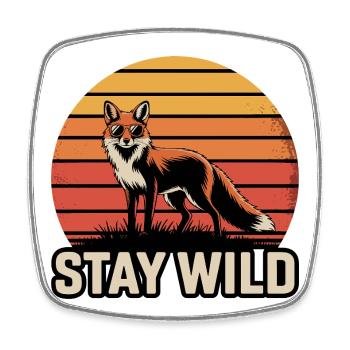 Stay Wild Fuchs – Retro Vintage Sonnenuntergang - Viereckiger Kühlschrankmagnet - Weiß - Vorne