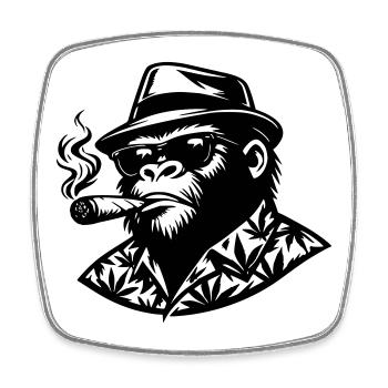 Monkey Smoke - Square fridge magnet - white - Front