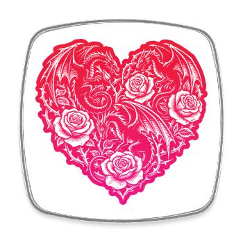 Herz Romantische Drachenrosen Liebe - Viereckiger Kühlschrankmagnet - Weiß - Vorne