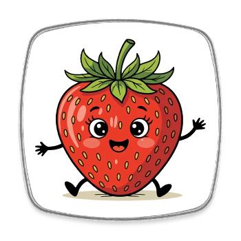 Fraise, fruits véganes drôles, sucrés, fruits d’été - Magnet carré - blanc - Devant