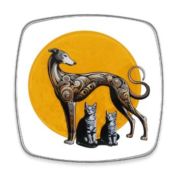 Galgo & Katzen StreetArt - Rough - Viereckiger Kühlschrankmagnet - Weiß - Vorne