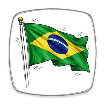 Brasilien Flagge - Viereckiger Kühlschrankmagnet - Weiß - Vorne
