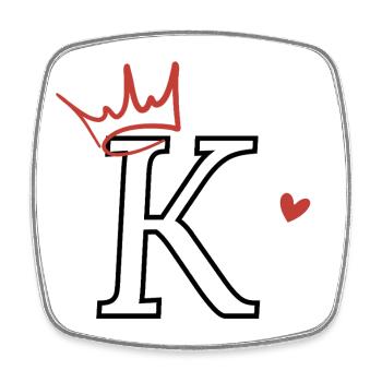Buchstabe k Kronenherz - Viereckiger Kühlschrankmagnet - Weiß - Vorne